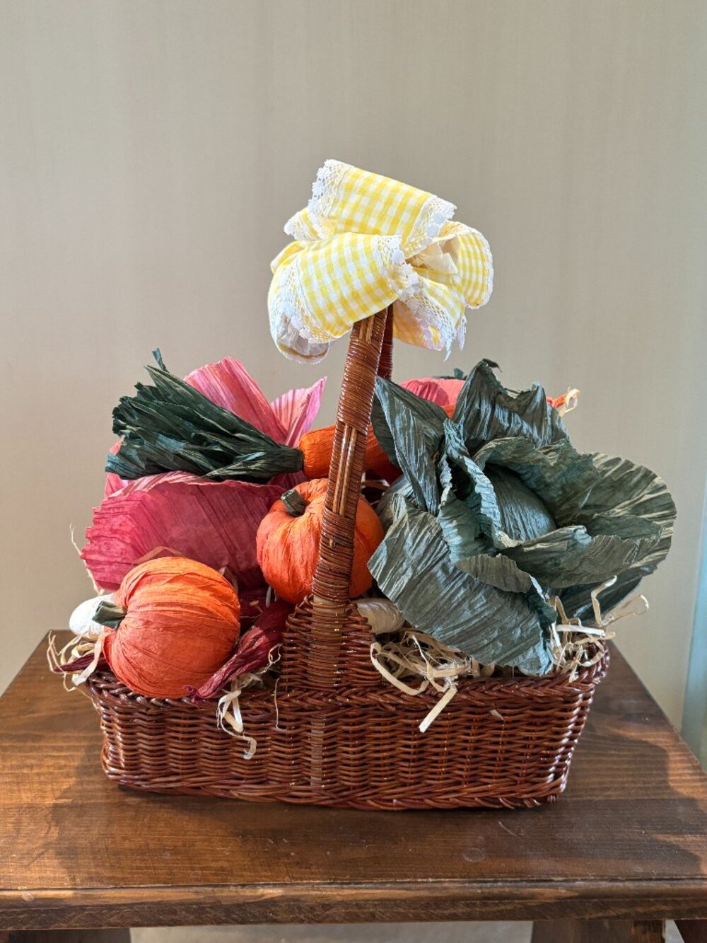 Handmade Crepe Paper Fall Vegetable Bakset